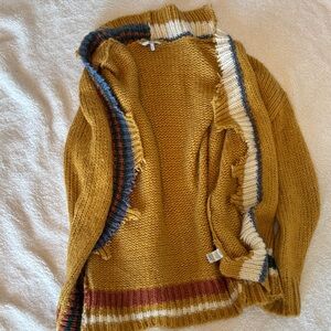 BKE Mustard and Multicolor Knit Cardigan